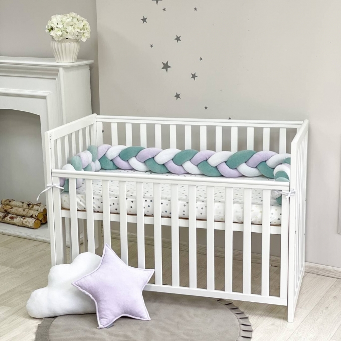 Protectie laterala patut bebe menta-violet (7)